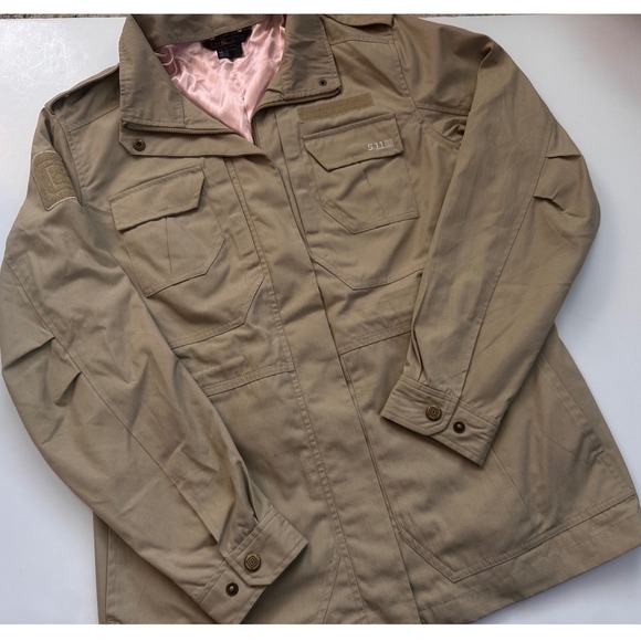 5.11 Tactical Jackets & Blazers - 5.11 Tactical‎ Womens Khaki Tan Utility Field Jacket Pink Lining Large Ripstop